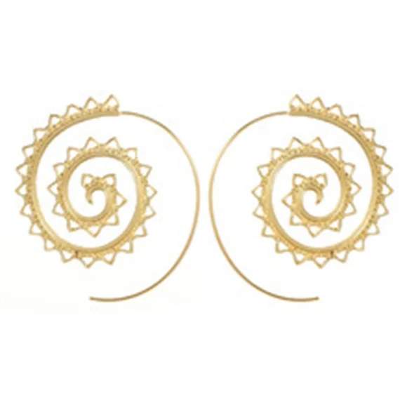 Lightweight Ethnic Boho Spiral Hoop Earrings - Picture 5 of 8